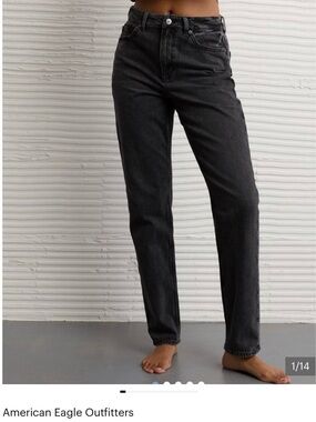 American Eagle Mom Jeans Womens Size 14 NEW Super High Rise Strigid Cotton Denim